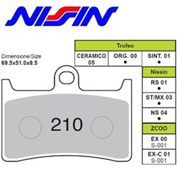 NISSIN BRAKE PADS 2P-210 ST SINT2P-303 (FA380 / FDB605 / SDP418) #