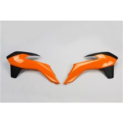 /UFO KTM RADIATOR SHROUDS SX/SXF SNR 2014 (OEM COLOUR ORG/BLK)