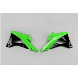 UFO KAWASAKI RADIATOR SHROUDS KX85 14-21 (OEM COLOUR GRN/BLK)