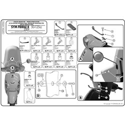 GIVI SPECIFIC WINDSCREEN FITTING KIT - SYM FIDDLE II 50-125 09-14 / SYM II 50-125 15-24 (NEEDS SCREEN 293A)