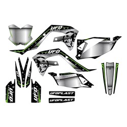 UFO KAWASAKI DECALS KIT KXF250 21-23/450 19-23 STARDUST BLK #