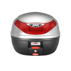GIVI MONOLOCK TOPCASE -26L BLACK/SILVER/RED - INCLUDES UNIVERSAL PLATE  [ONC01] #