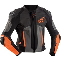IXON VENDETTA EVO LEATHER JKT BLK/ANTH/ORG (XL) [ONC01]