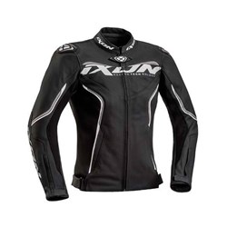 IXON TRINITY LADY LEATHER JKT BLK/WHT/GRY (XL) [ONC01]