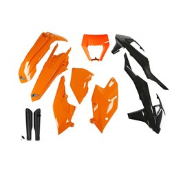 /UFO KTM FULL PLASTICS KITS WITH H/LIGHT SHROUD EXC 17 & 19 OEM (WAS KTKIT523E999)