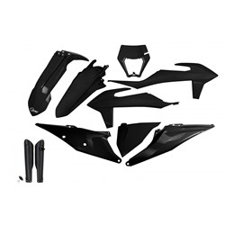 /UFO KTM  FULL PLASTICS KITS WITH H/LIGHT SHROUDEXC 20-23 BLK (WAS KTKIT527E001)