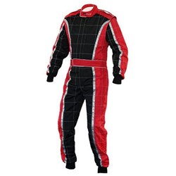 RJAYS RACESTAR LEVEL 2 KART SUIT ADULT BLACK/SILVER/RED (MD) #