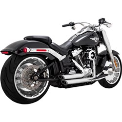 V&H SHORTSHOTS STAGGERED PCX CHROME SOFTAIL 18-24 (FITS: FATBOY + BREAKOUT + FXDR) (WAS V17235)