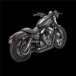 VH SHORTSHOTS STAGGERED BLACK SPORTSTER 04-13 (04-06 MODELS NEED V16925 O2 SENSOR BUNGS)