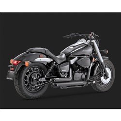 V&H SHORTSHOTS STAGGEREDS BLACK HONDA VT750 AERO/SPIRIT 04-15