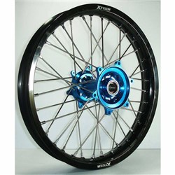 X TECH KAW KX85 01-23 1.85x16 REAR BLK RIM/BLU HUB/SLV SPK