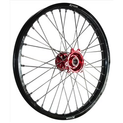 XTECH KTM/HUSQ/GAS GAS 1.60x21 FRONT BLK RIM/RED HUB/SLV SPK