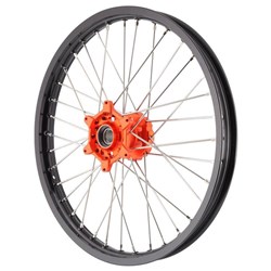 XTECH KTM 85SX 12-23 1.40x17 FRONT BLK RIM/ORG HUB/SLV SPK