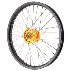 XTECH SUZ RMZ 1.6x21 FRONT BLK RIM/GLD HUB/SLV SPK