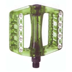 X-TECH PEDAL BMX PLASTIC & METAL PINS 9/16 INCH CLEAR GREEN # [ONC01]